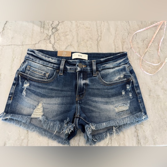 BKE Pants - BKE Dark Blue Frayed Jean Shorts
